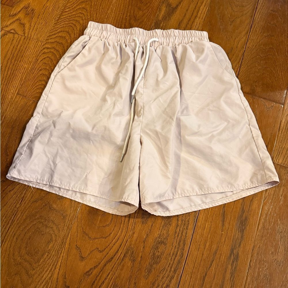 Romwe size S Light Pink Drawstring  Rain Slick Material Shorts